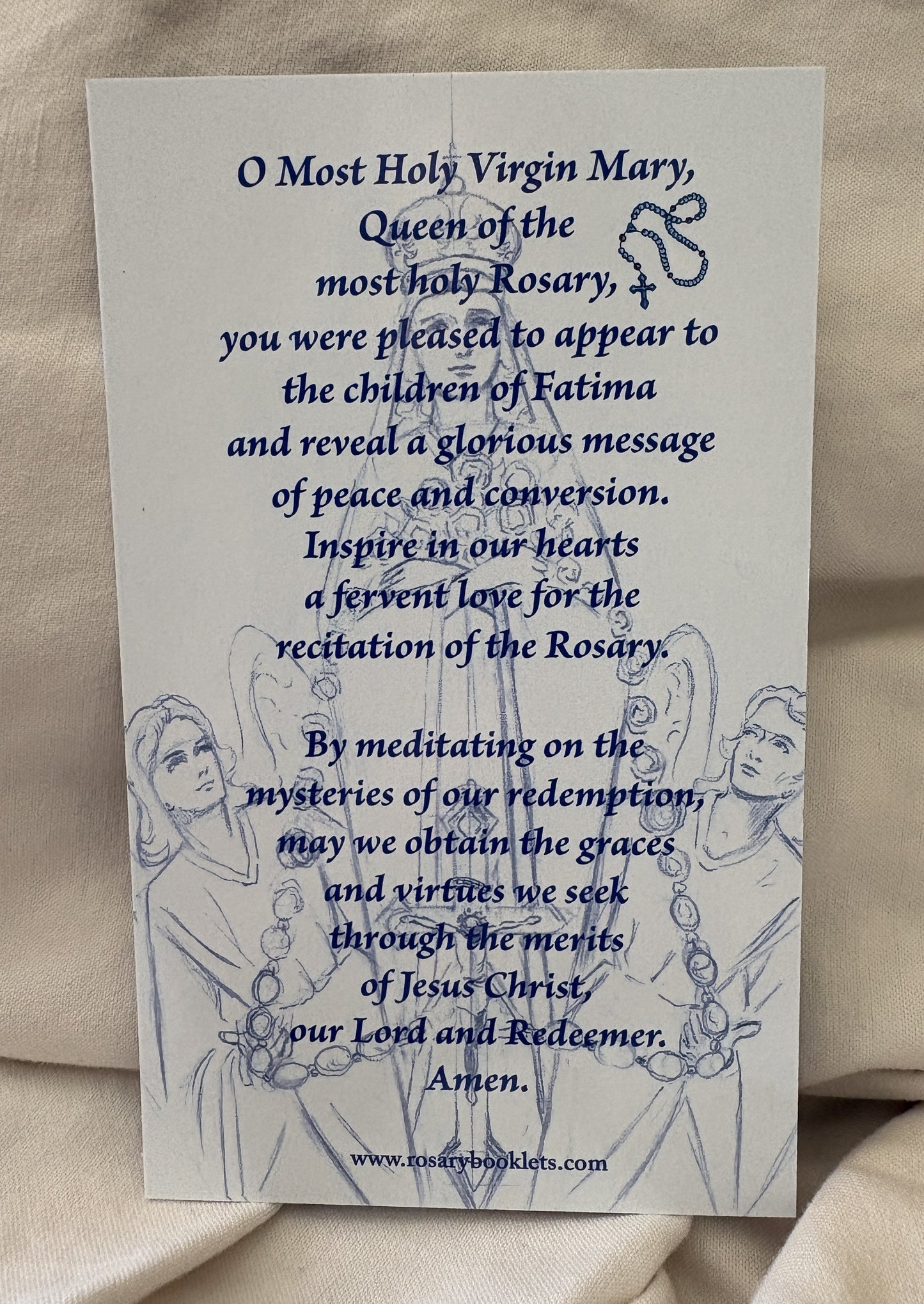 Our Lady of Fatima Prayer Card