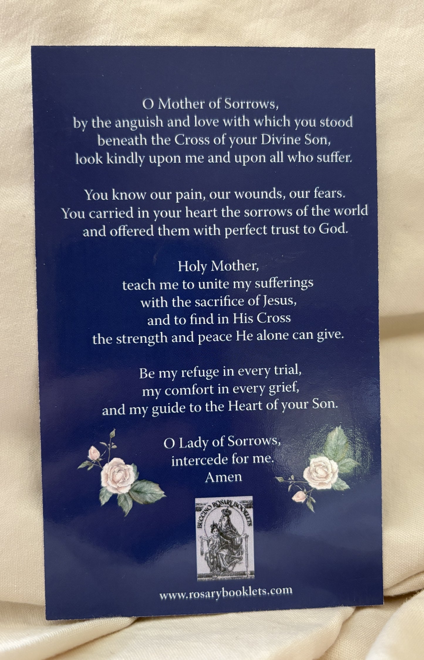 Our Lady of Sorrows Prayer Card